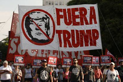 Trump, uno de los los líderes más repudiados en la marcha contra el G20 en Buenos Aires.