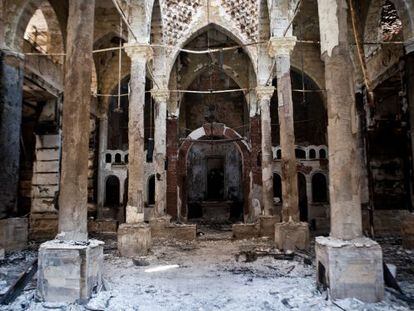 Los restos de la iglesia de Amir Tadros en la provincia egipcia de Menia, al sur de El Cairo.