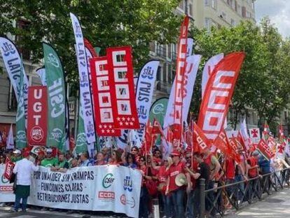 Manifestación de funcionarios de justicia el pasado 25 mayo de 2023 en Madrid.