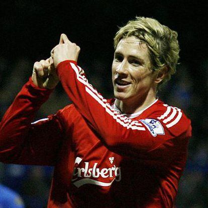 Torres celebra su gol al Portsmouth.