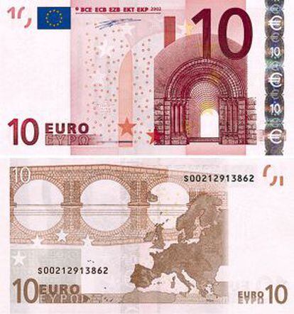 Billetes de 10 euros en circulación.