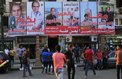 Propaganda electoral del general Al Sisi en las calles de El Cairo.