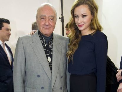 Mohamed Al Fayed y su hija Camilla, en la Semana de la Moda de Londres en 2014.