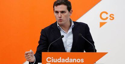 El presidente de Ciudadanos, Albert Rivera, este lunes.