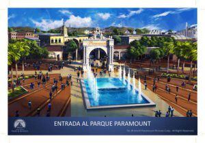 Recreación de la entrada del parque temático de Paramount en Alhama realizada por la constructora Premursa