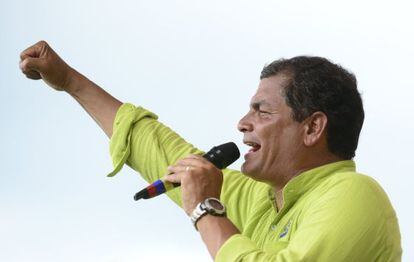 El presidente ecuatoriano Rafael Correa, en un mitin celebrado el viernes pasado.