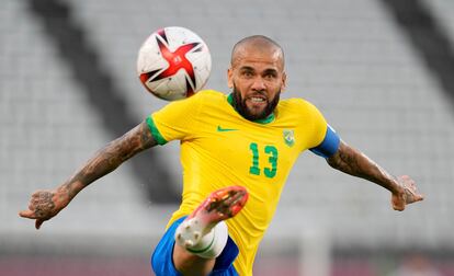 Dani Alves, durante una participación en la selección de Brasil 2020.
