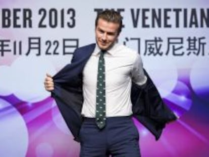 David Beckham, la pasada semana en Macao en la presentaci&oacute;n del acuerdo con Las Vegas Sands.