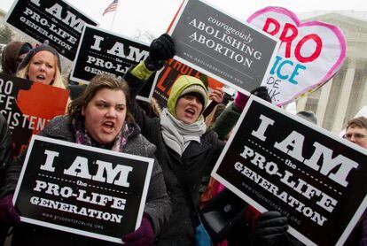 Protesta en contra del aborto en la ciudad de Washington, febrero 2013.