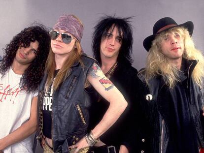 Duff McKagan, Slash, Axl Rose, Izzy Stradlin y Steven Adler. Guns N' Roses en 1987, el año en el que se grabó 'Appetite for destruction'.