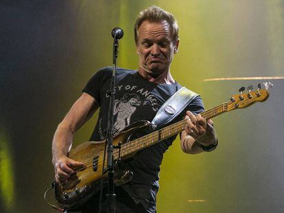 Sting, durante el concierto de anoche en el Sant Jordi Club de Montjuïc (Barcelona).