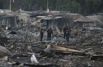 El mercado de Tultepec, tras la explosión.