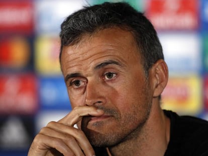 Luis Enrique, en la sala de prensa del Celtic Park. 