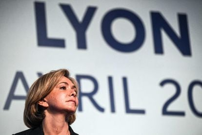 La candidata de Los Republicanos y presidenta de la región de París, Île-de-France, Valerie Pécresse, en un acto el jueves en Lyon. 