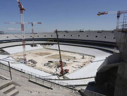 Obras del estadio Metropolitano, en San Blas, el pasado diciembre.