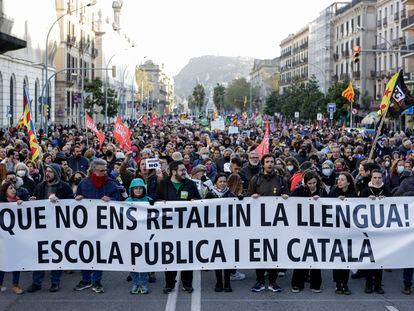 Manifestación a favor de la inmersión lingüística en Cataluña.