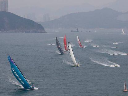 Salida de la sexta etapa de la Volvo Ocean Race entre Hong Kong y Auckland.