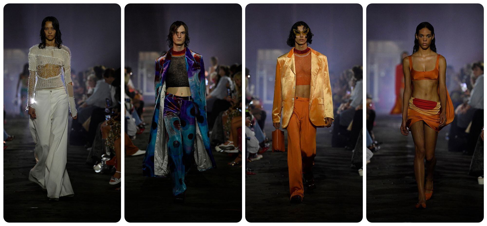 Cuatro de las propuestas presentadas por Marni durante su desfile en la semana de la moda de Nueva York.