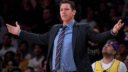 Luke Walton, en el último partido de los Lakers, ante Portland.
 