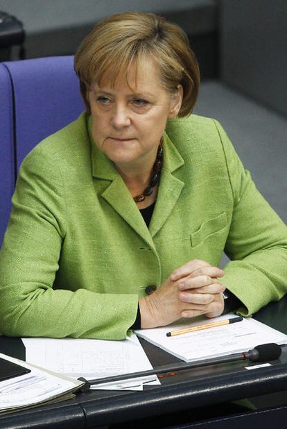 La canciller Angela Merkel, en el Parlamento el pasado 21 de mayo.