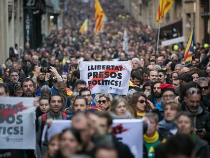 Manifestación organizada, en febrero de 2019, por los Comités de Defensa de la República (CDR) en Barcelona.