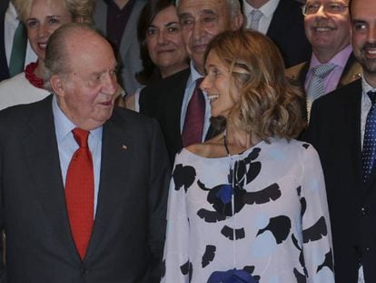 El rey Juan I y Cristina Garmendia, este martes, en la presentación del informe Cotec.