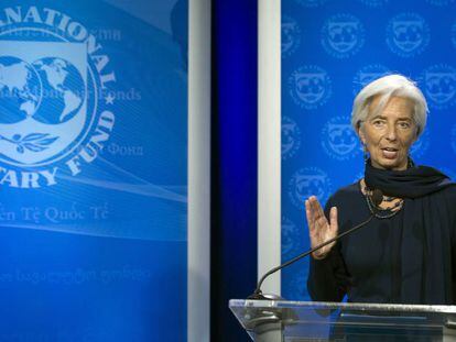 Christine Lagarde en Washington despu&eacute;s de que el FMI reafirmara su confianza en ella. 