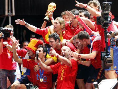 La selecci&oacute;n celebra la Copa del Mundo de 2010. 