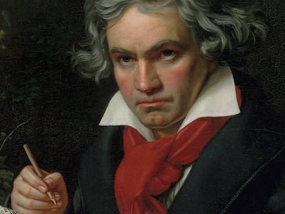 Retrato de Beethoven con el manuscrito de la 'Missa solemnis' (1820), de Joseph Karl Stieler.