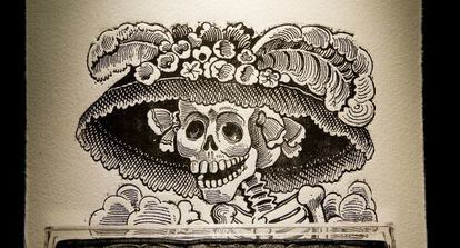 Dibujo de Catrina, la representación de la muerte mexicana más popular, de José Guadalupe Posada.