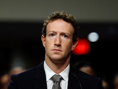 Mark Zuckerberg, consejero delegado de Meta, este miércoles en una comisión del Senado de Estados Unidos.