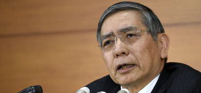 El gobernador del Banco de Jap&oacute;n (BoJ), Haruhiko Kuroda, ofrece una rueda de prensa en la sede de la entidad en Tokio (Jap&oacute;n). 