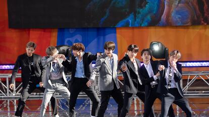 La actuación del grupo de K-pop BTS en el programa 'Good Morning America', en Nueva York en mayo de 2019.