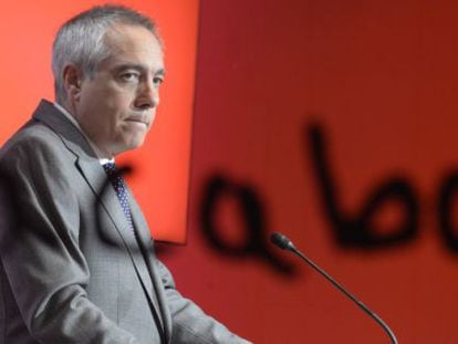 Pere Navarro, ayer durante el anuncia de su dimisi&oacute;n.