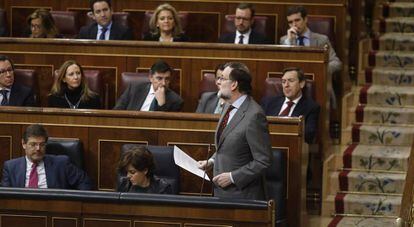 El presidente del Gobierno, Mariano Rajoy, en el Congreso