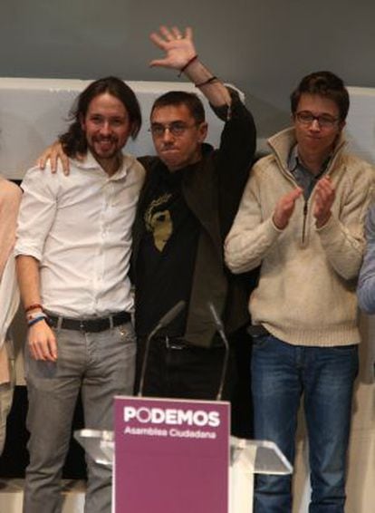 Pablo Iglesias y la plana mayor de Podemos en la clausura de la  Asamblea Ciudadana.  