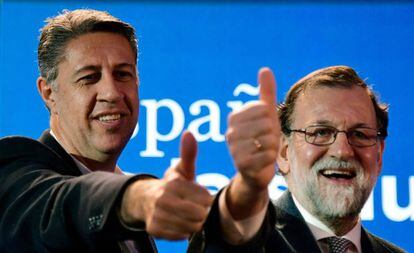 Xavier Garc&iacute;a Albiol y Mariano Rajoy en el cierre de campa&ntilde;a el 21-D.