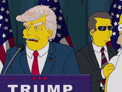 Un fotograma con el personaje de Donald Trump como político en la serie de animación 'Los Simpson'.