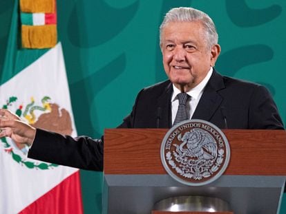 El presidente de México, Andrés Manuel López Obrador, durante una rueda de prensa.
