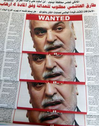 Prensa iraquí con la noticia de la orden de detención contra el vicepresidente.