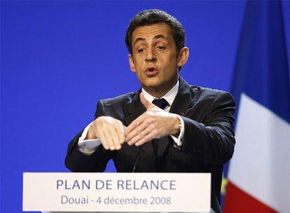 Nicolas Sarkozy, durante la presentación del plan para reactivar la economía francesa.