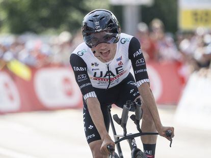 Juan Ayuso, en la contrarreloj de la pasada Vuelta a Suiza.