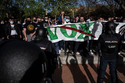 Protestas en Vallecas (Madrid) contra un acto de Vox el pasado 7 de abril.