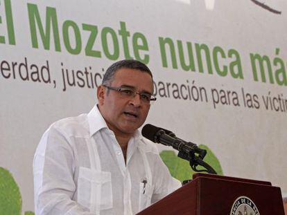 El presidente de El Salvador, Mauricio Funes, durante la ceremonia del 20º aniversario de la firma de los acuerdos de paz.