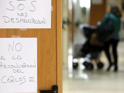 Encierro de médicos en el hospital Carlos III de Madrid.