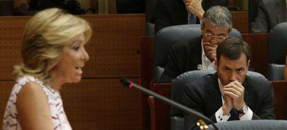 La presidenta Aguirre, durante su intervenci&oacute;n ante la Asamblea. 