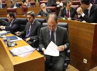 Francisco Camps, ayer, durante la sesión de control al Consell en las Cortes Valencianas.