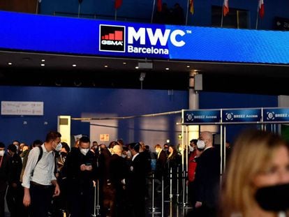 Visitantes del MWC en Barcelona