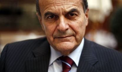 Pier Luigi Bersani, secretario del Partido Democr&aacute;tico italiano, antes de la entrevista en Madrid.
