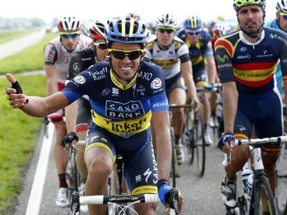 Alberto Contador, durante la primera etapa de la carrera ciclista Eneco Tour